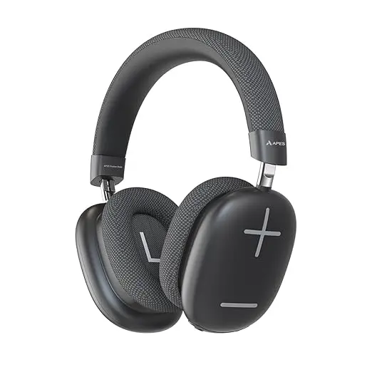 APES Fusion Style Wireless Headphone, 40mm Dynamic Drivers, 50Hrs Playtime, Fast Charge (Black Grey)