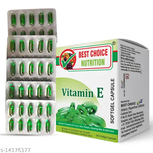 Vitamin E Oil FOR Face Hair Pimple Glowing Skin Nail Care (50 caps)